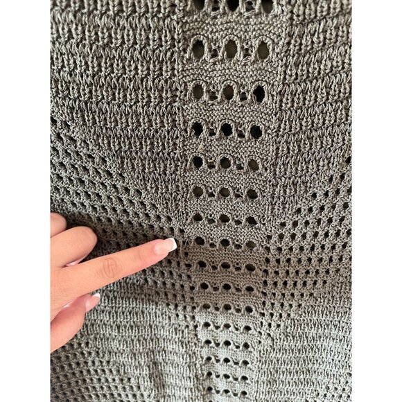 Express Green Skirt Knitted Crotchet XL Maxi Slit Boho - Picture 2 of 5